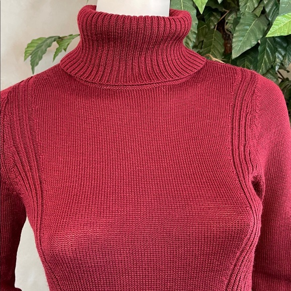 THE LIMITED BURGUNDY TURTLENECK WITH PEPLUM - Picture 2 of 9